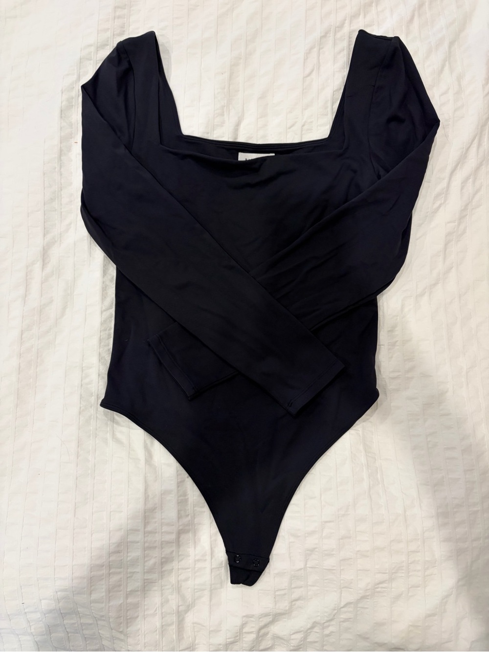 Babaton Black Long-Sleeve Thong Bodysuit